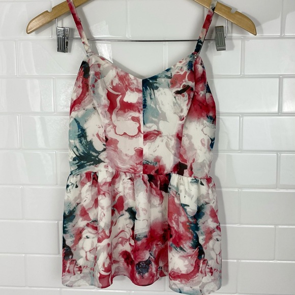 Guess Tops - GUESS White/Pink Floral Inbloom Cami